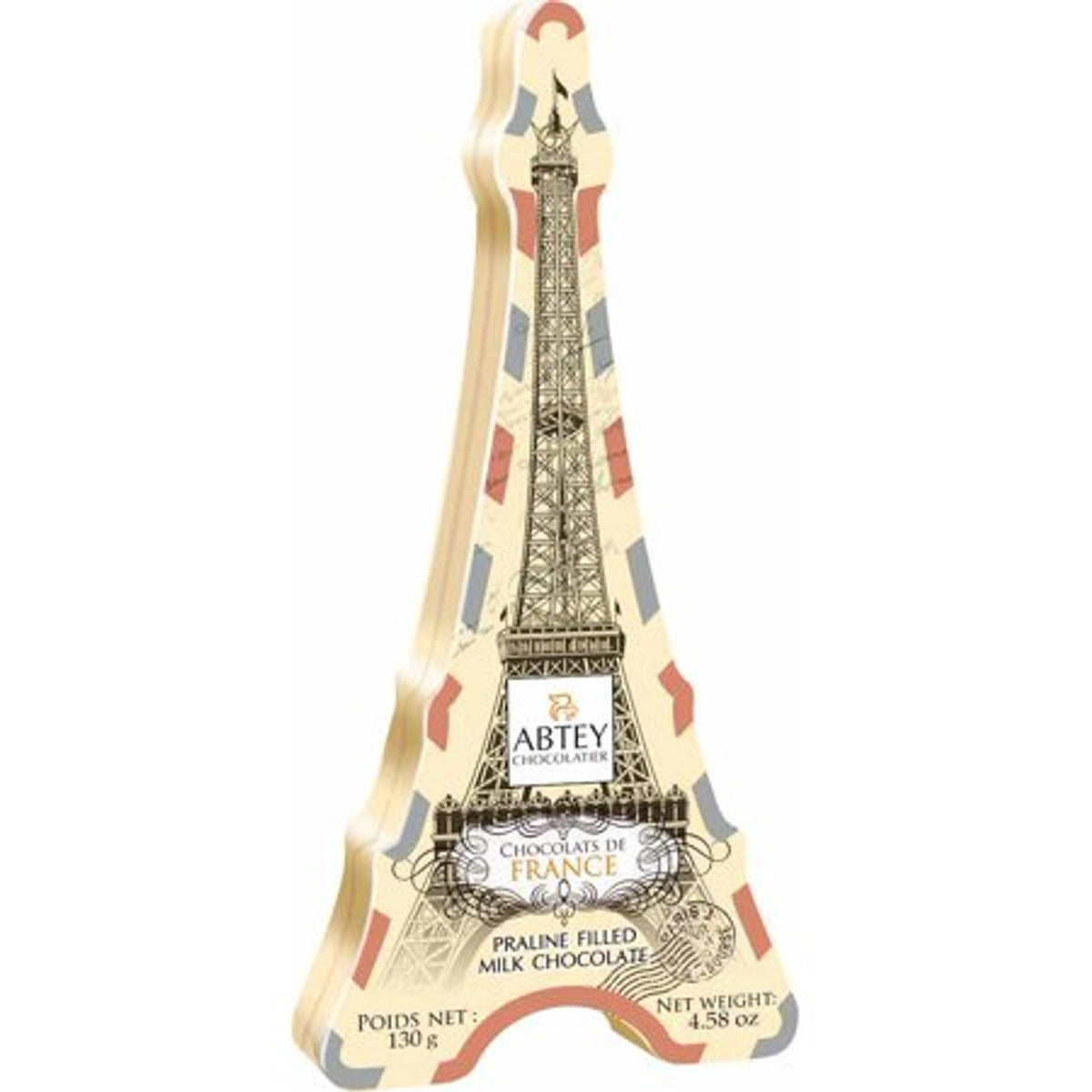 Abtey Milk Chocolate Pralinés in Eiffel Tower Tin 130g