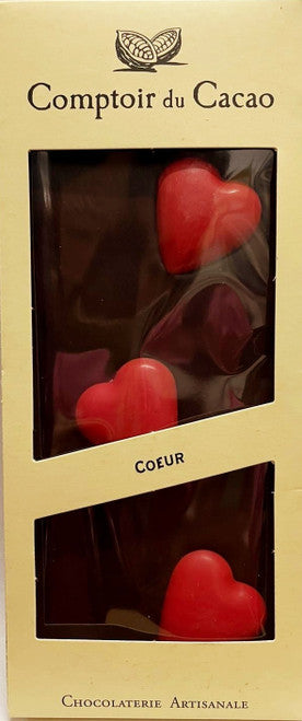 Comptoir du Cacao Dark Chocolate with Hearts 90g. Pack of 3
