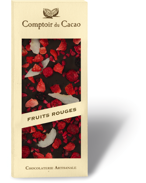 Comptoir du Cacao 72% Dark Chocolate Red Fruits & Coconut Bar, 100g (3.5 oz)