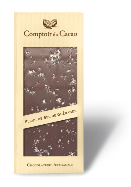 Comptoir du Cacao 72% Dark Chocolate Fleur de Sel de Guérande Bar, 90g (3.2 oz)