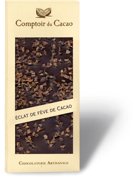 Comptoir du Cacao 72% Dark Chocolate Caramelized Cocoa Bean Nibs Bar, 90g (3.2 oz)