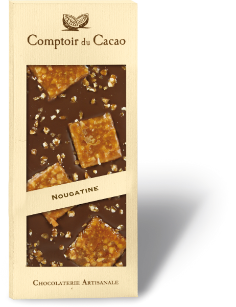 Comptoir du Cacao 72% Dark Chocolate Nougatine Bar, 90g (3.2 oz)