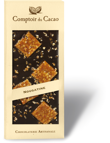 Comptoir du Cacao 72% Dark Chocolate Nougatine Bar, 90g (3.2 oz)