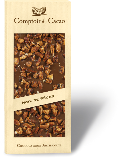 Comptoir du Cacao 72% Dark Chocolate Caramelized Pecans Bar, 90g (3.2 oz)