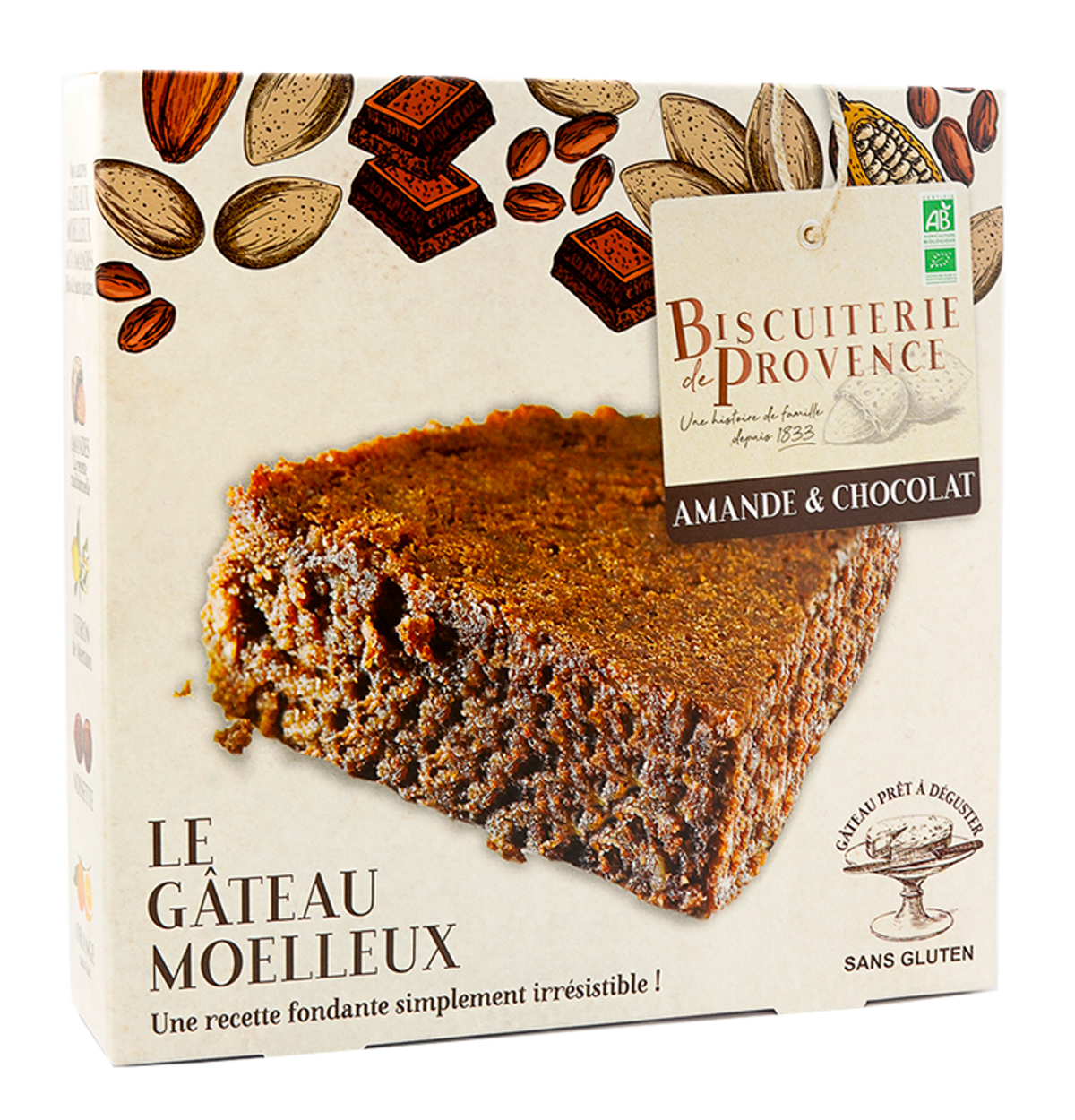 Biscuiterie de Provence Organic Almond Cake with Chocolate – Gluten Free