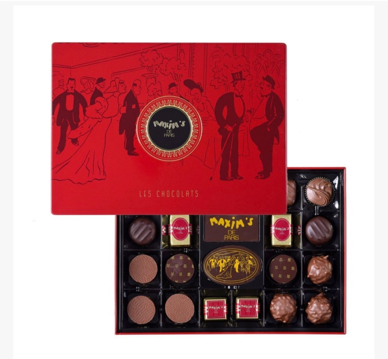 Floral Edition Assorted Chocolates in Red Tin, 22 Pieces  - Maxim's De Paris