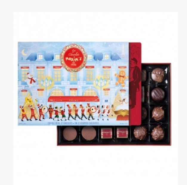 Floral Edition Assorted Chocolates in Red Tin, 22 Pieces  - Maxim's De Paris