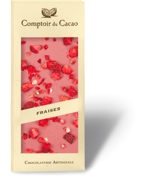 Comptoir du Cacao 72% Dark Chocolate Strawberry Bar, 90g (3.2 oz)