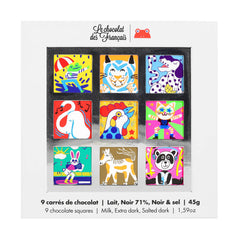 Le Chocolate des Français Box of 9 chocolate squares - 3 recipes « Animals »