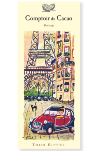 Comptoir du Cacao 72% Dark Chocolate Bar, Tour Eiffel, car, 80g (2.8 oz)