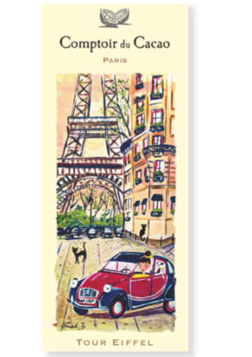 Comptoir du Cacao 72% Dark Chocolate Bar, Tour Eiffel, car, 80g (2.8 oz) Pack of 3