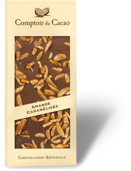Comptoir du Cacao 72% Dark Chocolate Caramelized Almond Bar, 90g (3.2 oz)